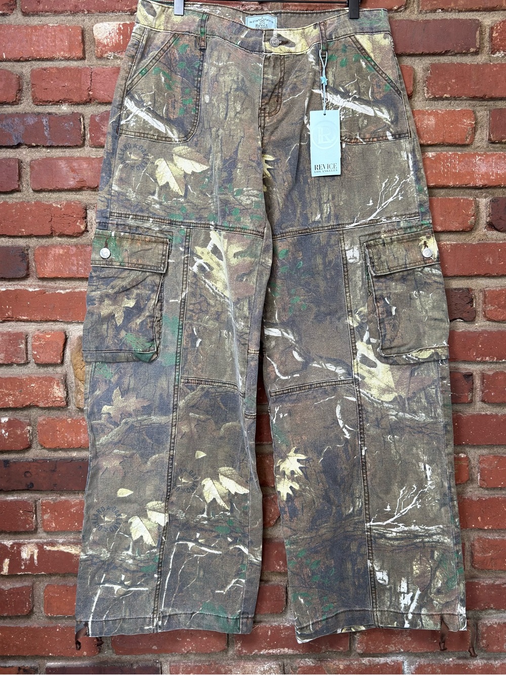Revice Los Angeles the Amelia Pant Oakland Camo Wide Leg Women's 29 Flaw Noted